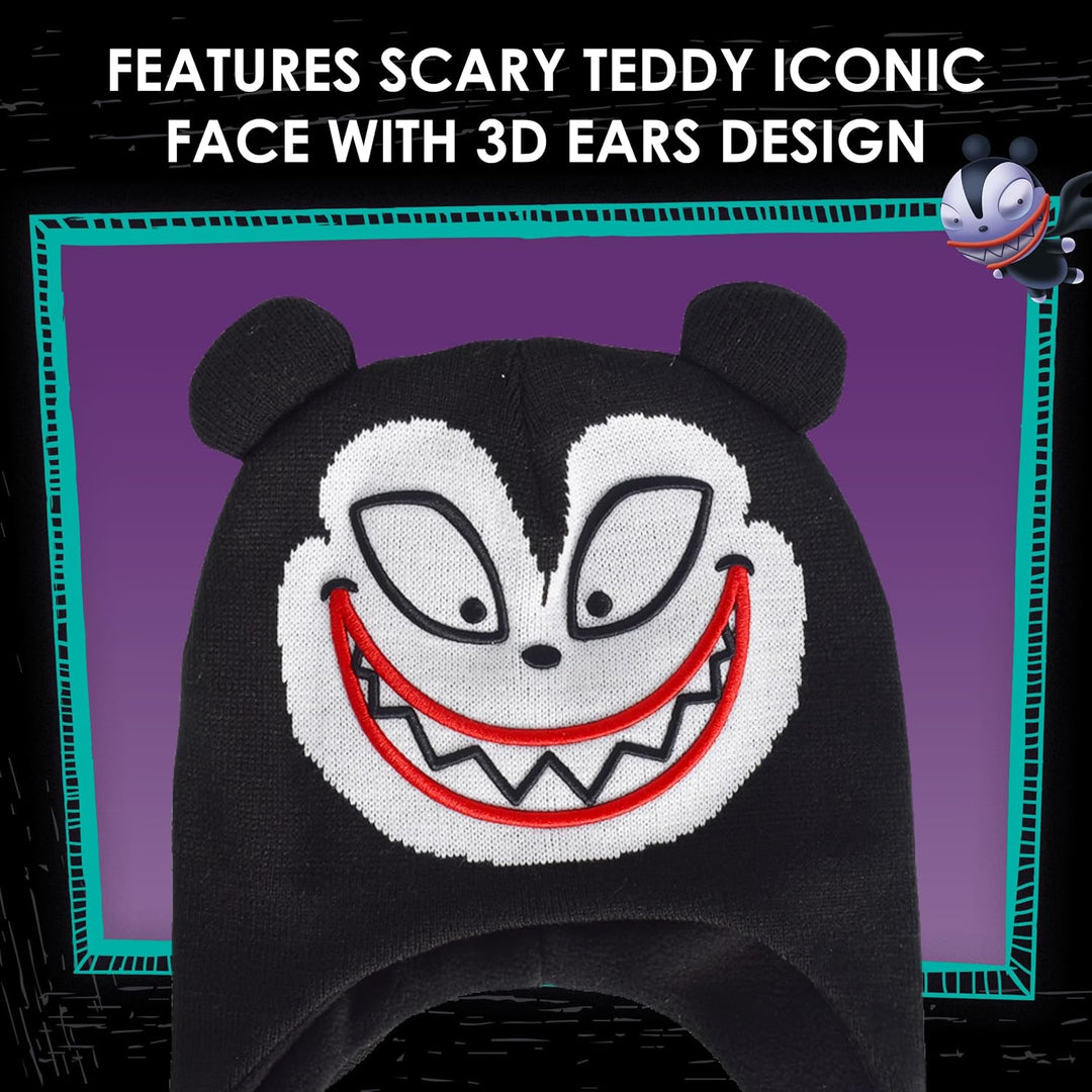 Disney The Nightmare Before Christmas Beanie Mütze, Scary Teddy Peruanische Winter Strickmütze mit 3
