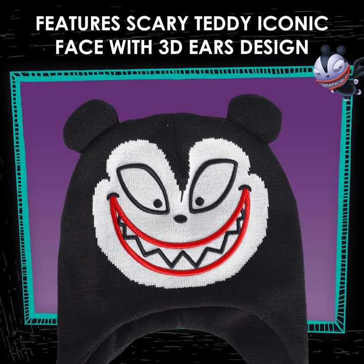 Disney The Nightmare Before Christmas Beanie Mütze, Scary Teddy Peruanische Winter Strickmütze mit 3