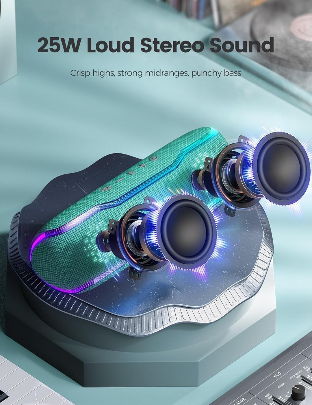 AY Bluetooth Lautsprecher Musikbox Tragbarer IPX7 Wasserdicht Bluetooth Box mit Bunten Licht und Sat