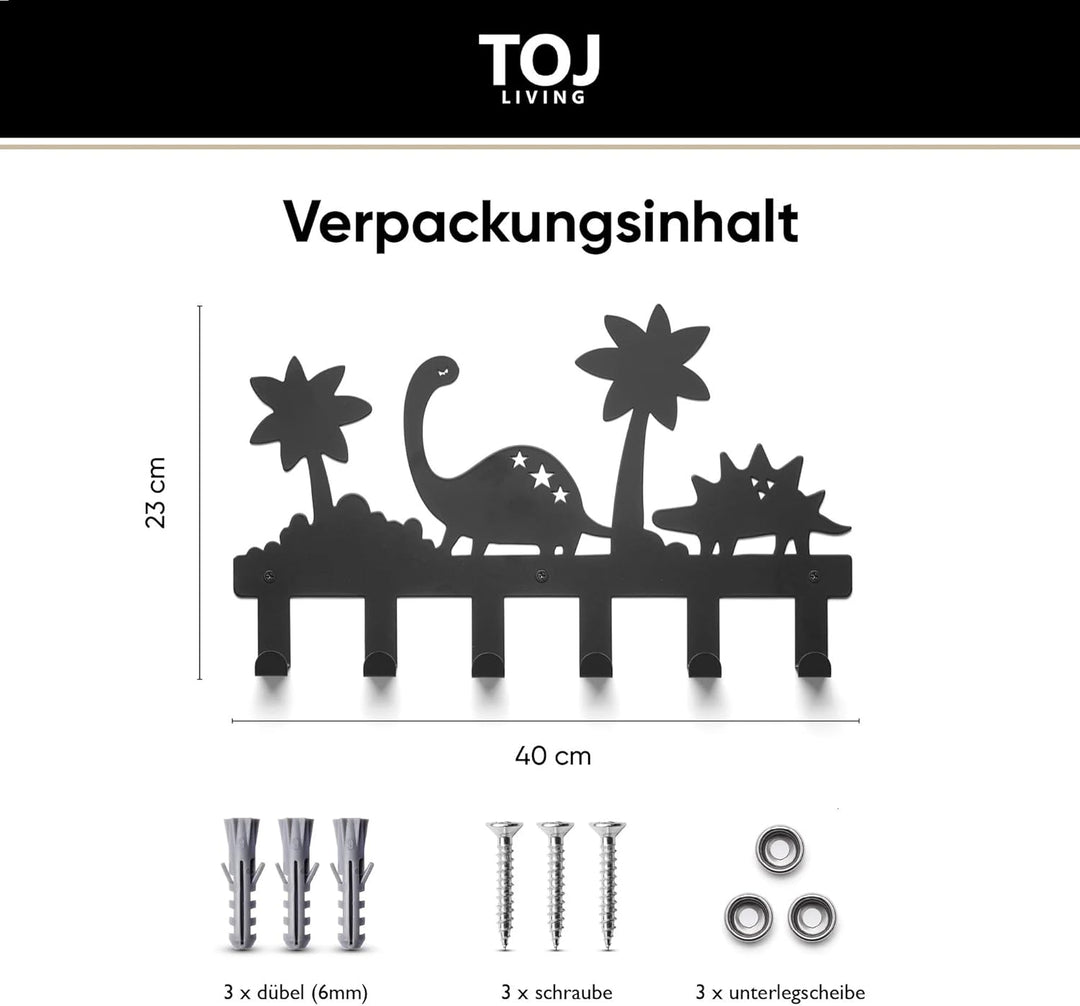 TOJ Living Kindergarderobe Pangea - 40CM - 6 Haken - Garderobe kinder - Wandgarderobe - Garderobenha