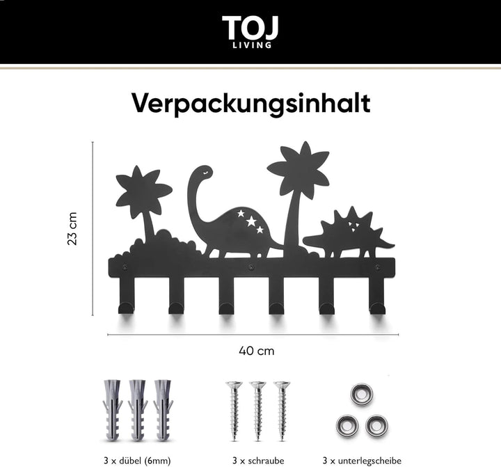 TOJ Living Kindergarderobe Pangea - 40CM - 6 Haken - Garderobe kinder - Wandgarderobe - Garderobenha