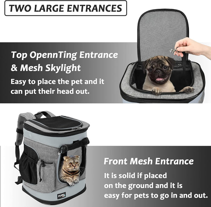 Katzenrucksack Hunderucksack bis 6.8KG, Faltbare Haustier Tragetasche mit Innerer Sicherheitsleine u