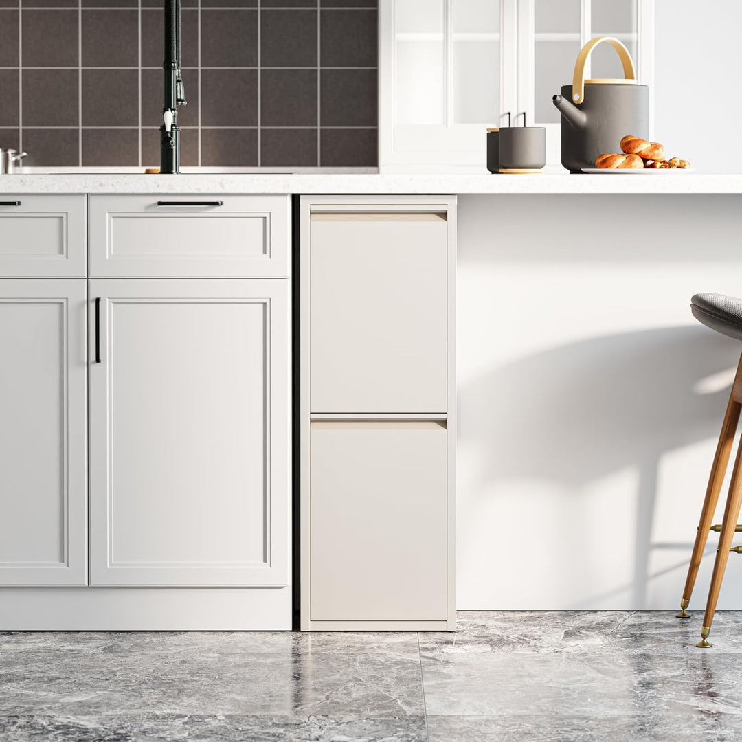 [en.casa] Mülltrennsystem Sollentuna Mülleimer 2 Fächer Küche 2 x 14 L Abfalleimer Müllschrank schma