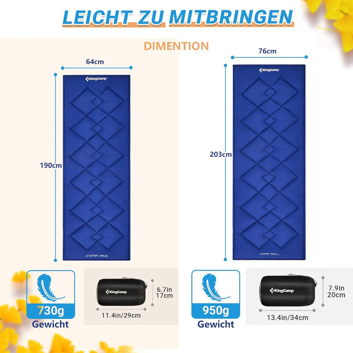 KingCamp Matratzenauflage aus Baumwolle, super leicht und tragbar, vielseitig einsetzbar, für Campin