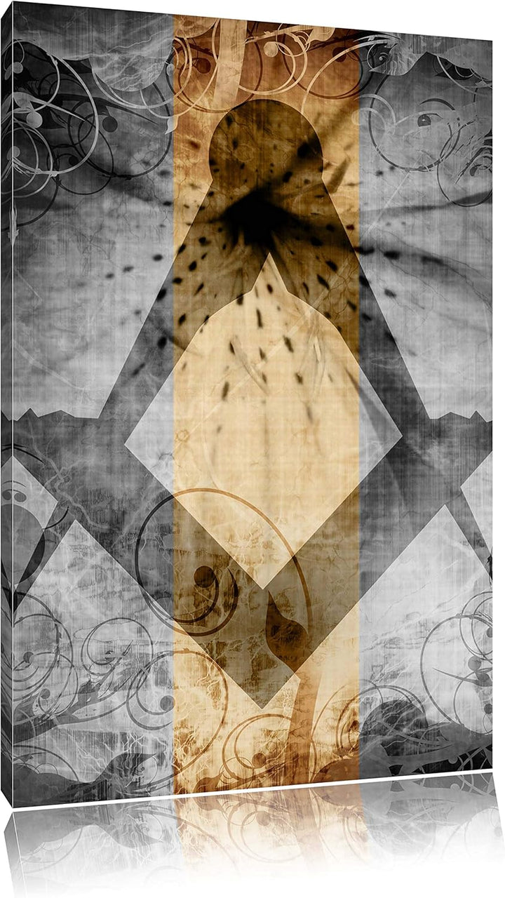 Symbol Freimaurer schwarz/weiss Format: 100x70 cm auf Leinwand, XXL riesige Bilder fertig gerahmt mi