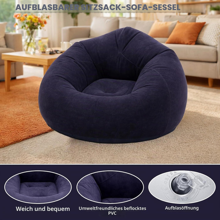 Aufblasbarer Sitzsack - 103x60cm Aufblasbares Sofa, Aufblasbarer Outdoor|Indoor-Sessel, Wohnzimmer L