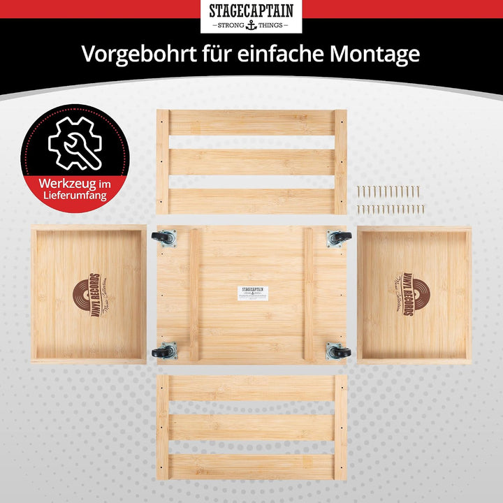 Stagecaptain SPKB-100 NT Bambus Schallplattenkiste “Emil” 2x SET - Aufbewahrungsbox für bis zu 100 L