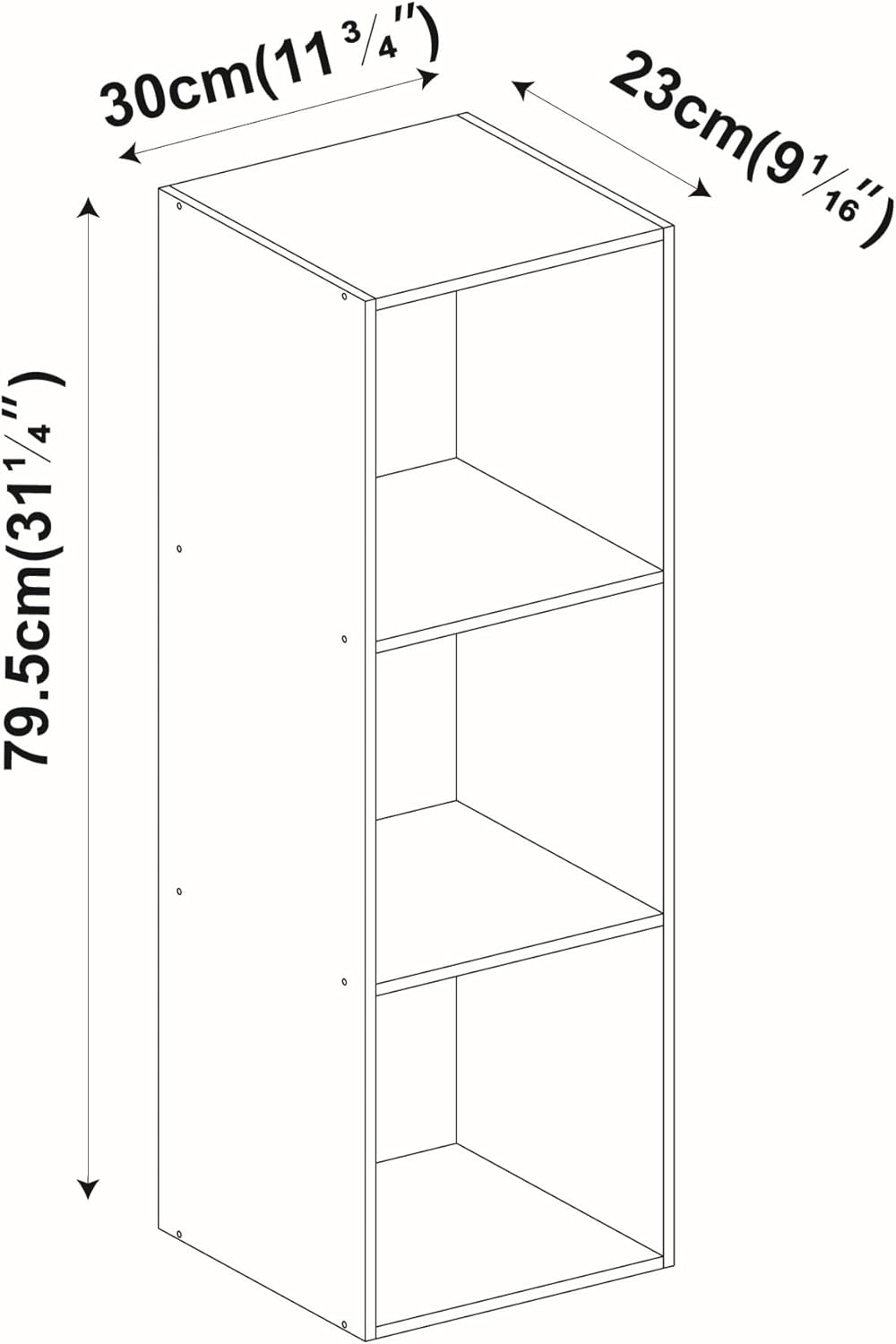 Urbn Living® Holzregal / Bücherregal - 1, 2, 3, 4 Ablagen Modern 3 Ablagefächer weiss