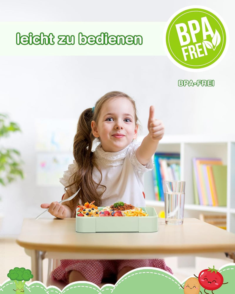 HOBUE Brotdose Kinder Mit Fächern,1330ml Lunchbox Auslaufsichere Bento Box,Vesperbox mit 6 Fächern,