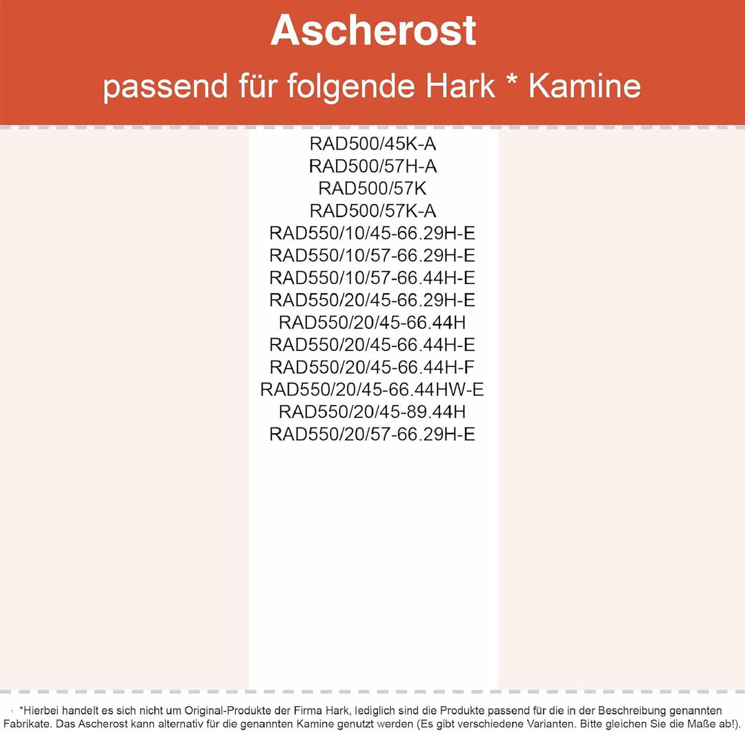 Kaminrost/Ascherost Eckig 215 x 190 x 10 mm passend für Hark ** Kaminöfen inkl. Modellübersicht - As