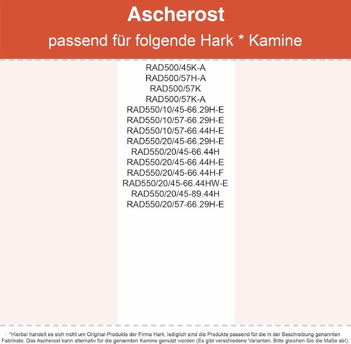 Kaminrost/Ascherost Eckig 215 x 190 x 10 mm passend für Hark ** Kaminöfen inkl. Modellübersicht - As