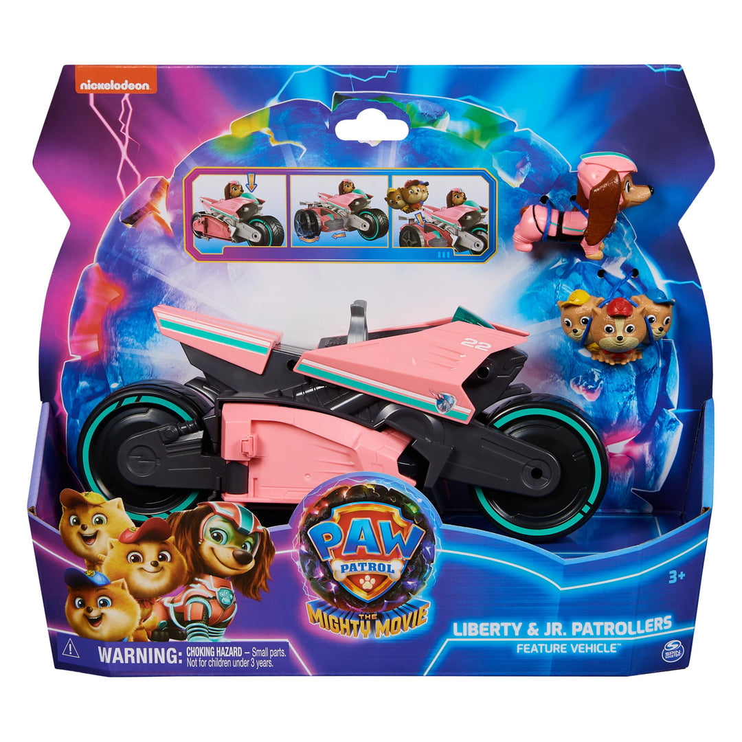 PAW Patrol The Mighty Movie - Motorrad Spielzeugfahrzeug mit Mighty Pups Liberty und Junior Patrolle