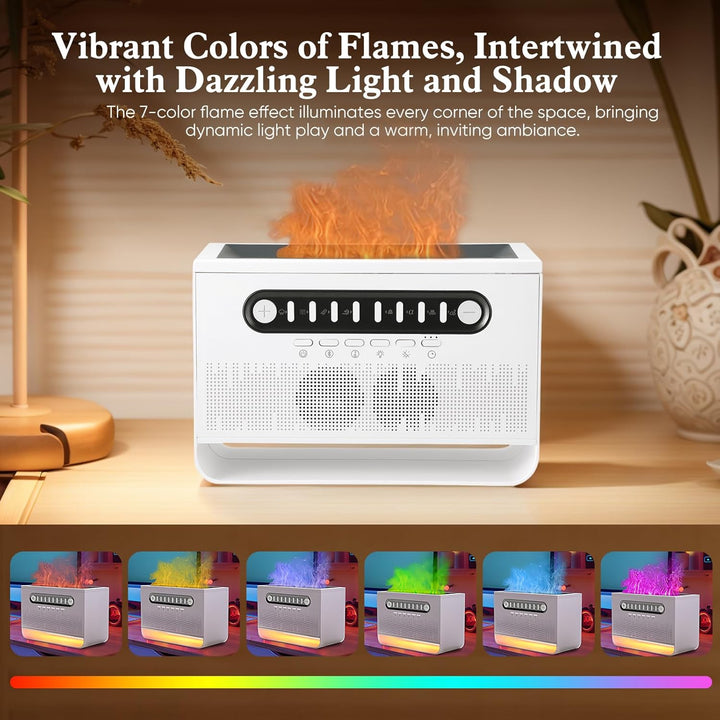 White Noise Machine, Luftbefeuchter Schlafzimmer,Flammen Aroma Diffuser mit weissem Rauschen und Far