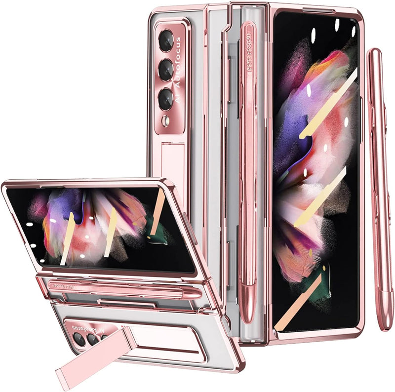 Miimall Handyhülle Kompatibel mit Samsung Galaxy Z Fold 3 Hülle mit S Pen, Transparent PC Schutzhüll