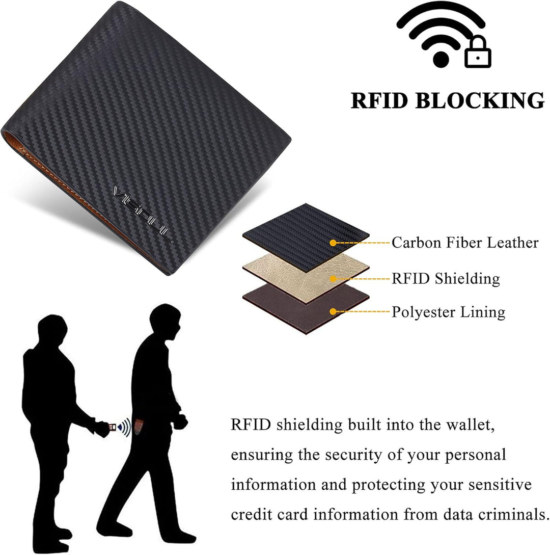 VISOUL Leder Geldbörse Herren mit ID-Fenster &amp; RFID Schutz I Echtleder Geldbeutel für Männer I Porte