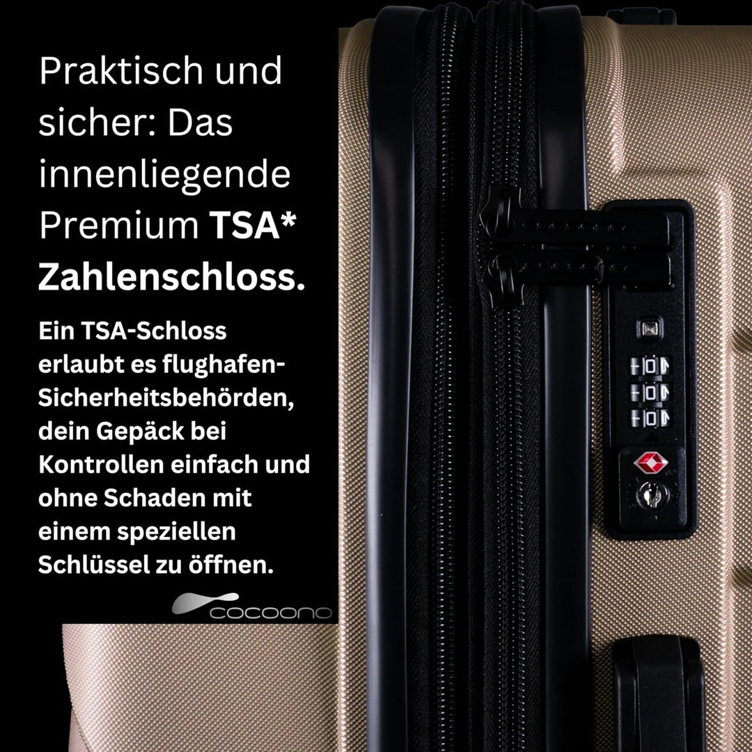 Cocoono Koffer Set 2 Teilig 77cm & Handgepäck Koffer 55x40x20cm in einem Set, Sehr robuste Reisekoff