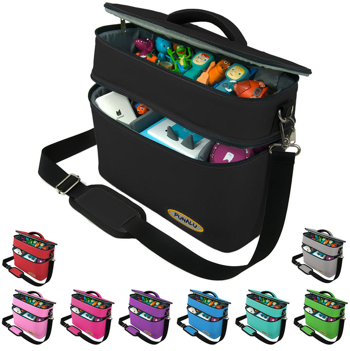 PUNALU grosse Tasche für Toniebox, Platz für 68 Tonie Hörfiguren, Toniebox Tasche (schwarz), Schwarz