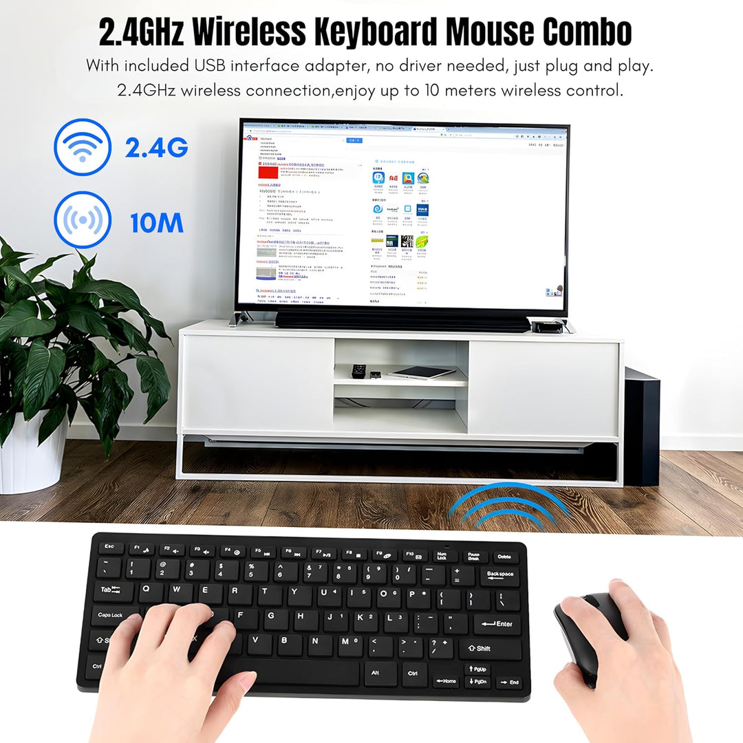 Kabelloses Tastatur Maus Set, 2.4 GHz Ultraslim QWERTY Layout Tragbare Funktastatur Mouse mit 78 Tas