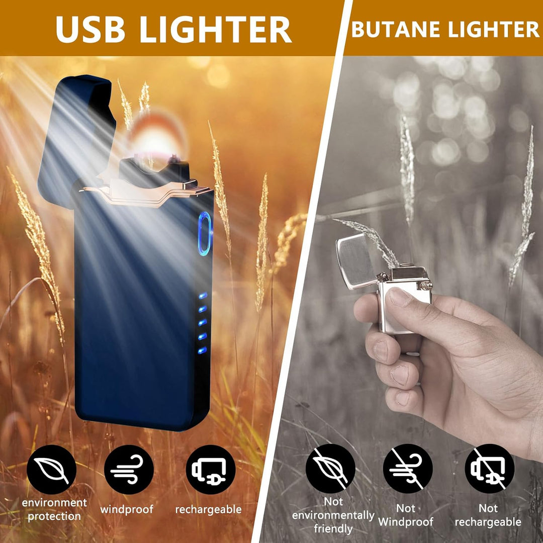 Elektrisches Feuerzeug Plasma Feuerzeug USB-C Wiederaufladbar mit Metallgehäuse Ladestandsanzeige fü