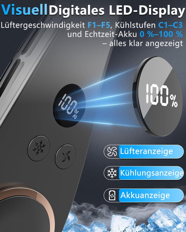 Kouric Nackenventilator mit Kühlung, Halsventilatoren Extra Leise (35dB) 24 Std. USB-C 5500mAh, 5 St
