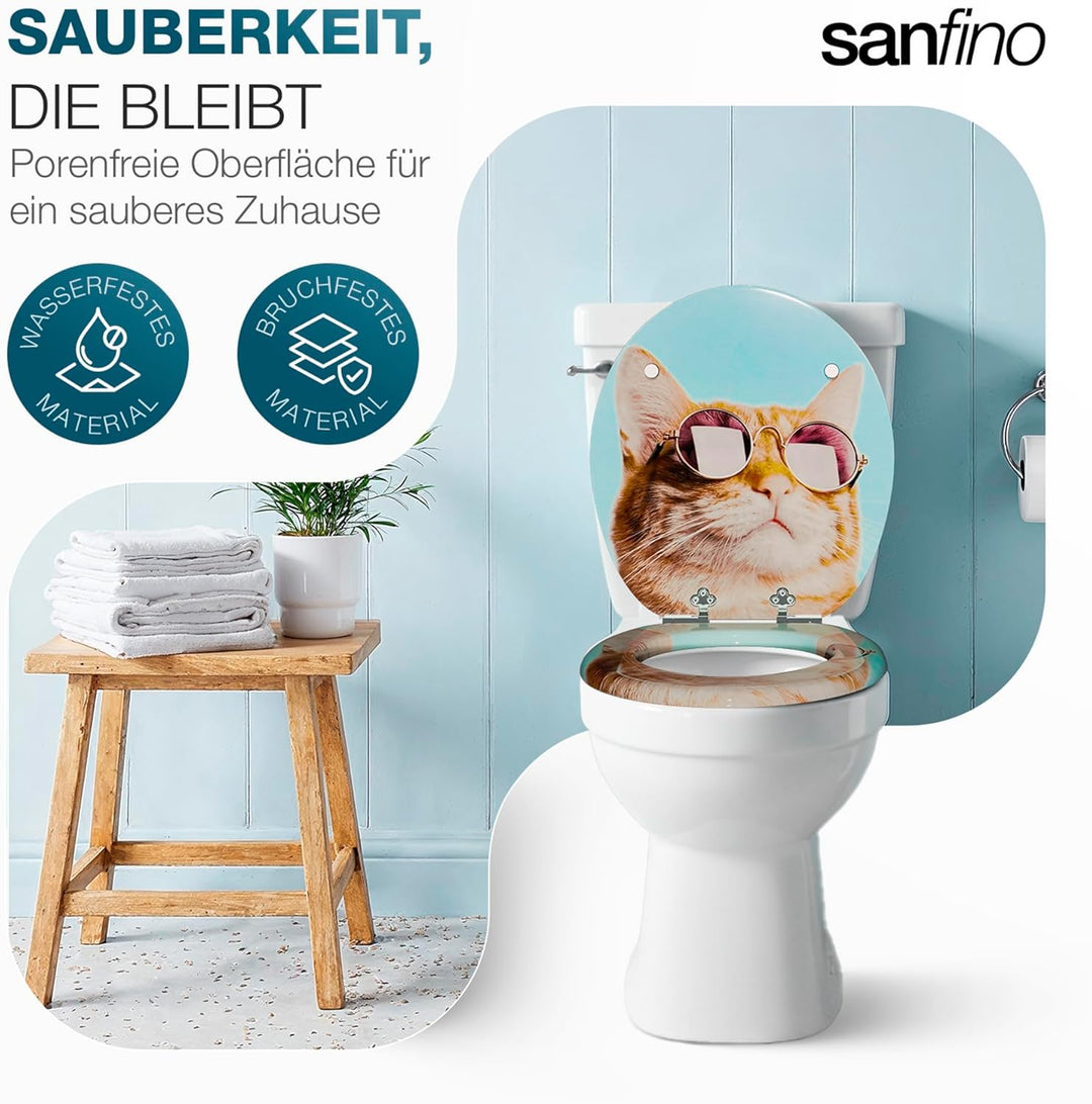 Premium WC Sitz mit Absenkautomatik – hochwertige Toilettendeckel aus Holz, viele bunte Motive, hohe