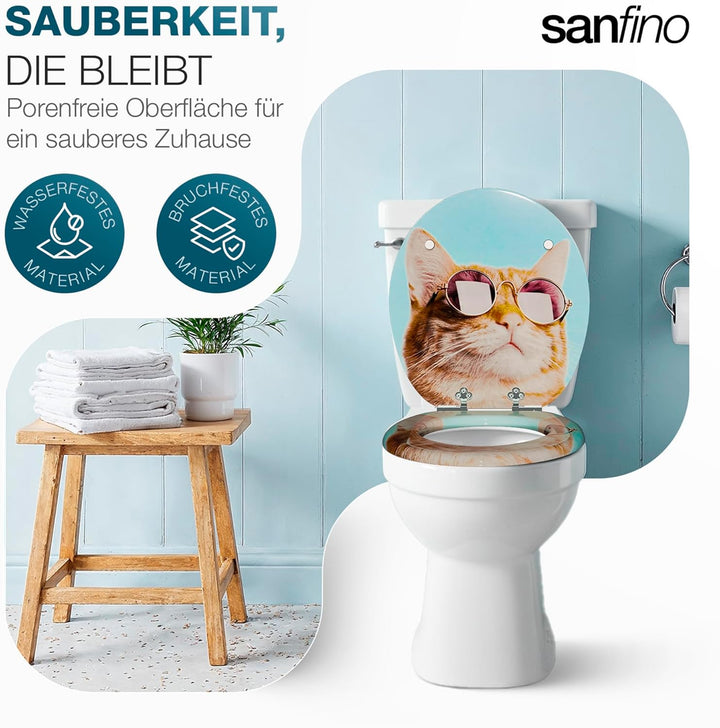 Premium WC Sitz mit Absenkautomatik – hochwertige Toilettendeckel aus Holz, viele bunte Motive, hohe