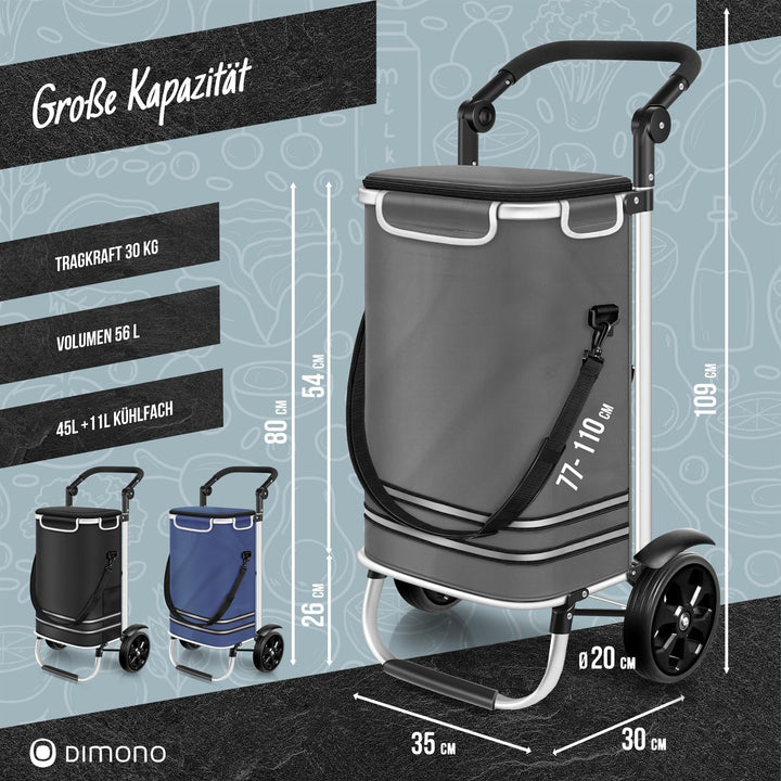 Dimono® Einkaufstrolley Klappbarer 3 in1 Trolley zum Einkaufen; 56 Liter inkl. Kühlfach; Transportwa