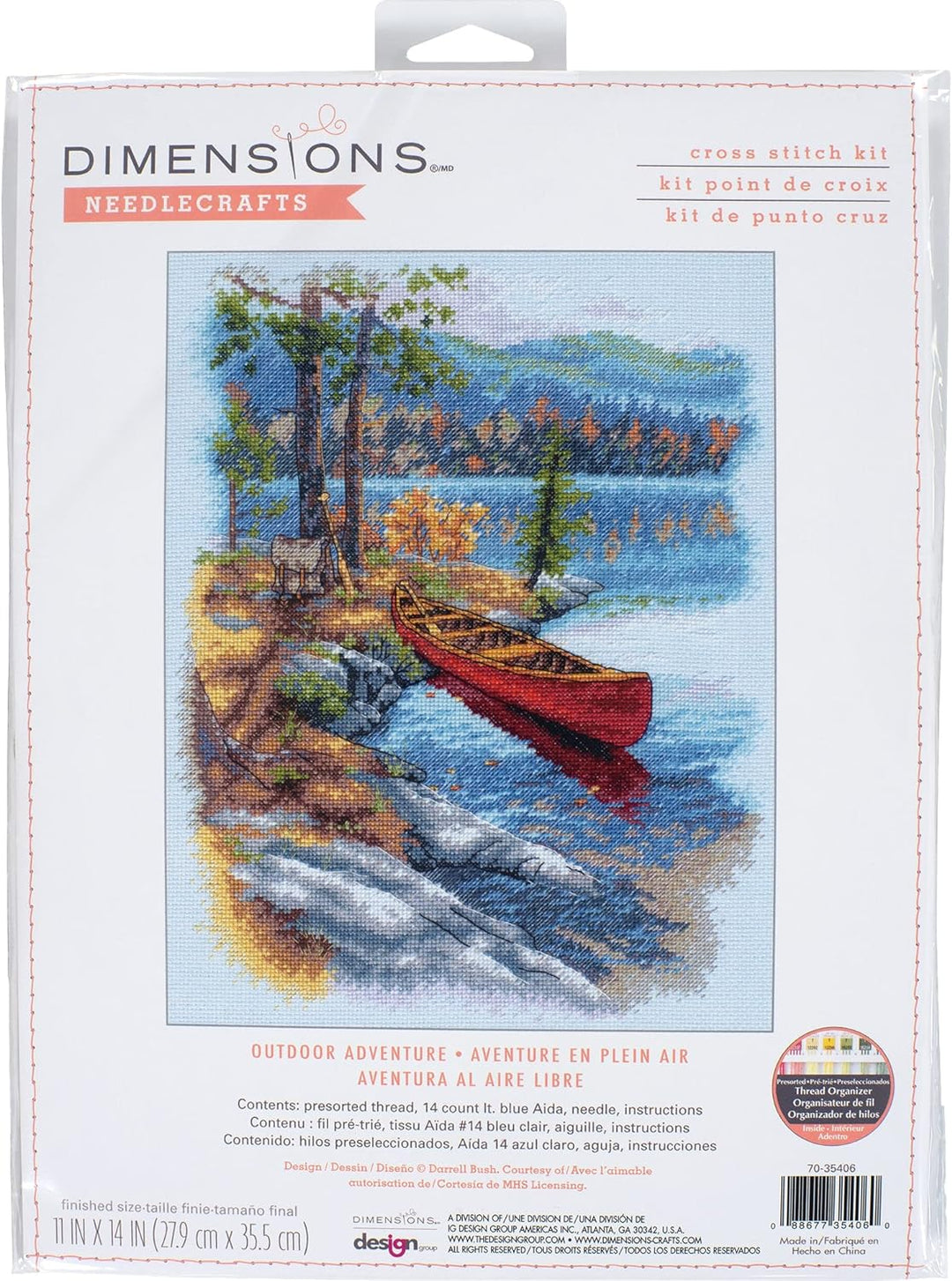 Dimensions 70-35406 Outdoor Adventure Kreuzstich-Set, 14 Cnt. hellblaue Aida, 27,9 x 35,6 cm