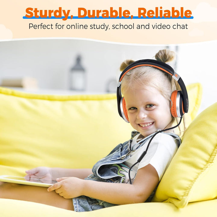 RockPapa I20 Kopfhörer Kinder Schule, Kinder Kopfhörer mit Kabel für Mädchen Junge, HD Mikrofon, Fal