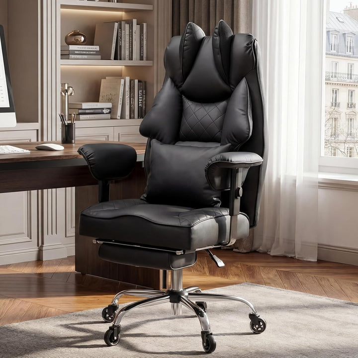Ergonomischer Bürostuhl 200kg, XXL Chefsessel Fussstütze Homeoffice | XXL Schreibtischstuhl Ergonomi