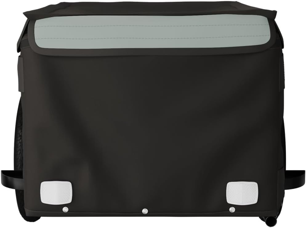 Mangloder Fahrradanhänger Schwarz Blau Eisen mit Deichsel, Sicherheitsflagge, Laderaum 62x40x31, für