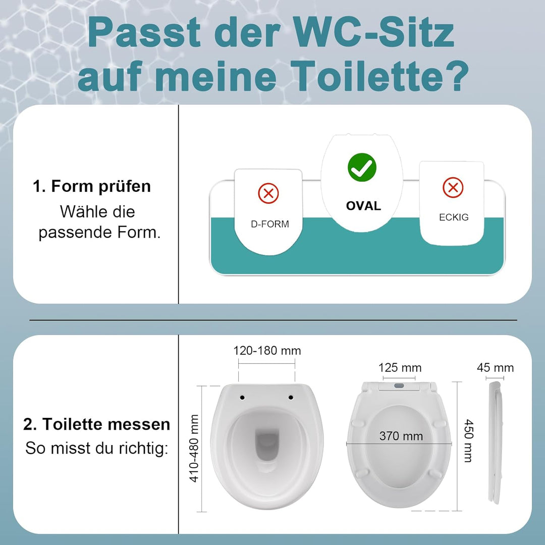 MEEJEE WC Sitz mit Absenkautomatik Oval, Toilettendeckel absenkautomatik, Klodeckel Weiss, Klobrille