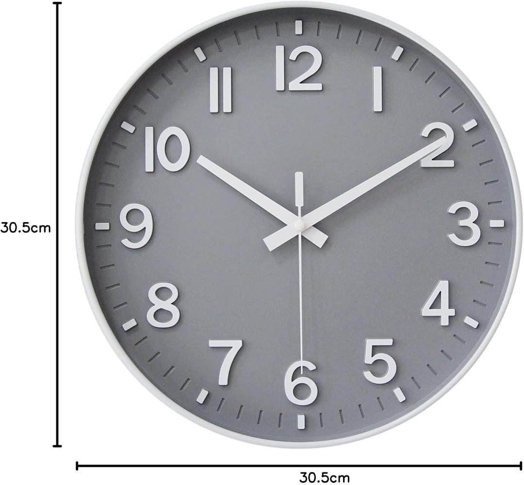 HZDHCLH 30cm Lautlos Wanduhr ohne Ticken Schleichende Sekunde mit Arabisch Ziffer für Büro, Klassenz