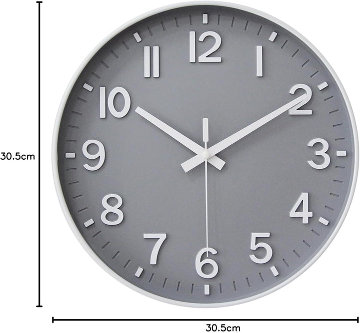 HZDHCLH 30cm Lautlos Wanduhr ohne Ticken Schleichende Sekunde mit Arabisch Ziffer für Büro, Klassenz