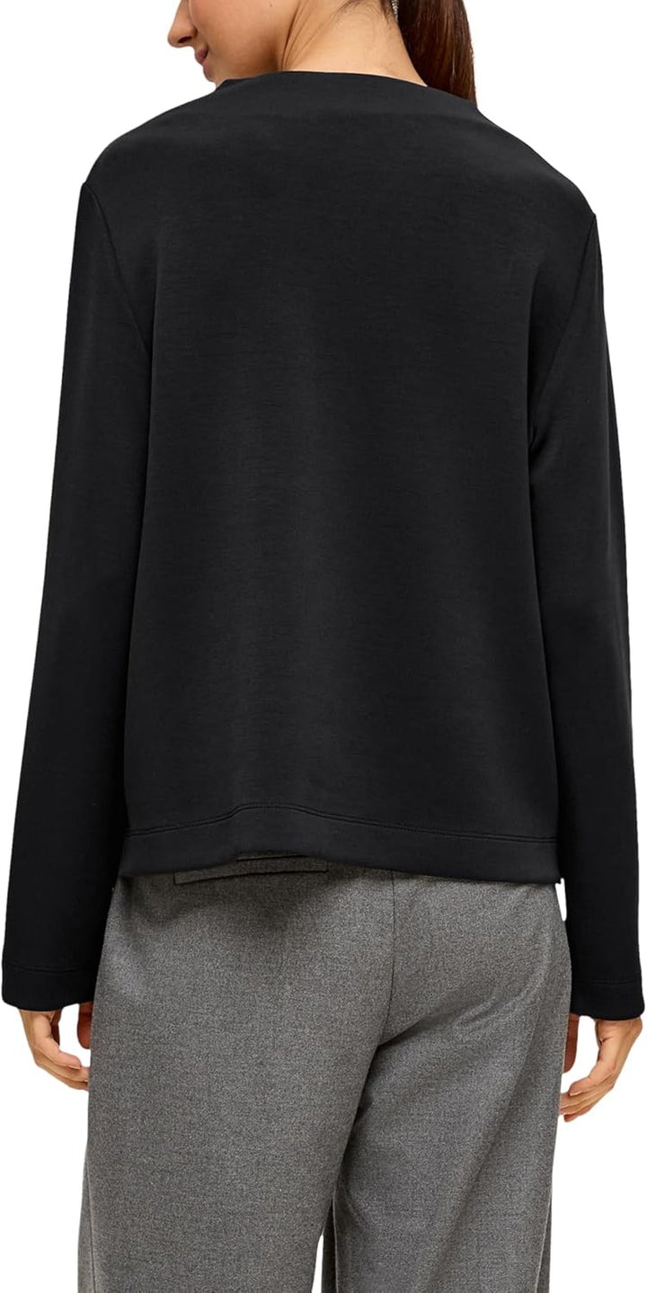 s.Oliver BLACK LABEL Damen Sweatshirt mit Wasserfall Kragen 36 Schwarz, 36 Schwarz