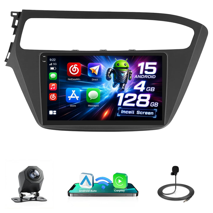 Hikity 4+128G 9" Android Autoradio für Hyundai I20 2018 2019 2020 | Incell Touchscreen Wireless Carp