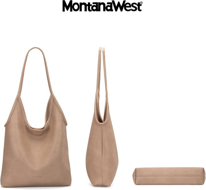 Montana West Slouchy Hobo Bags for Women Soft Designer Shoulder Purses Ladies Top Handle Handbag 1 X
