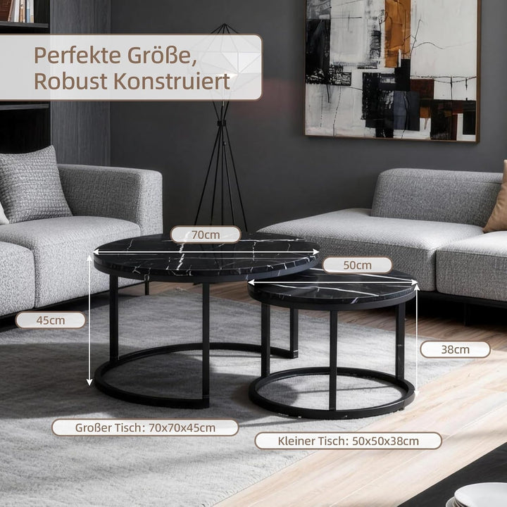 Couchtisch 2er Set, Beistelltisch, Wohnzimmertisch, Couchtisch Höhenverstellbar, für das Wohnzimmer,