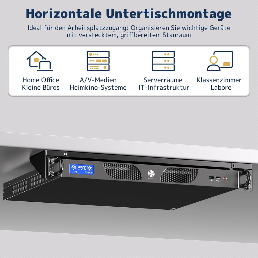 1HE 19 Zoll Wandhalterung Rack, Vertikale & Untertisch Montage, Stahl Server Rack Halter für Netzwer
