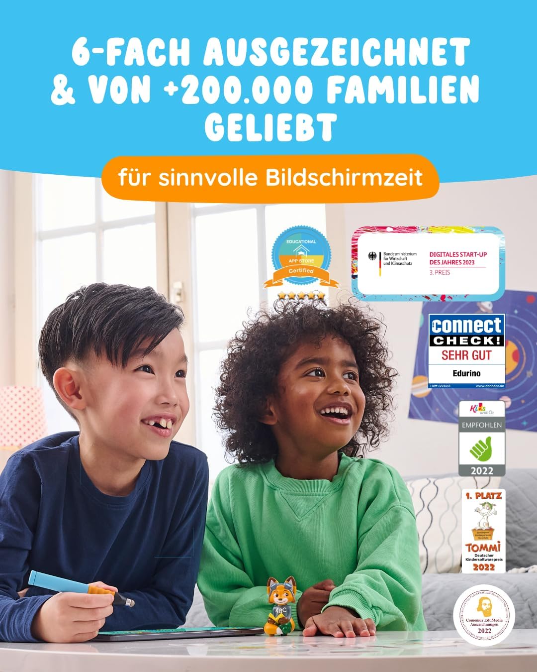 Edurino Starterset Mika ABC: Die Buchstaben Lesen &amp; Schreiben ab 4 - Stufe 2 inkl. Eingabestift | Gr