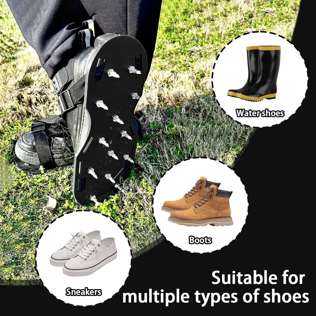 Rasenbelüfter Schuhe Nagelschuhe mit Klettverschluss Verstellbare Gurte für Rasen belüften Professio
