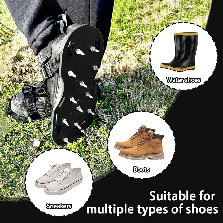 Rasenbelüfter Schuhe Nagelschuhe mit Klettverschluss Verstellbare Gurte für Rasen belüften Professio