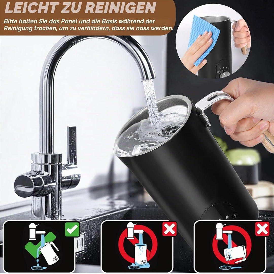 Milchaufschäumer Elektrisch 5-in-1, 350ml Fassungsvermögen, Heisser & kalter Milchschaum, Milch erwä