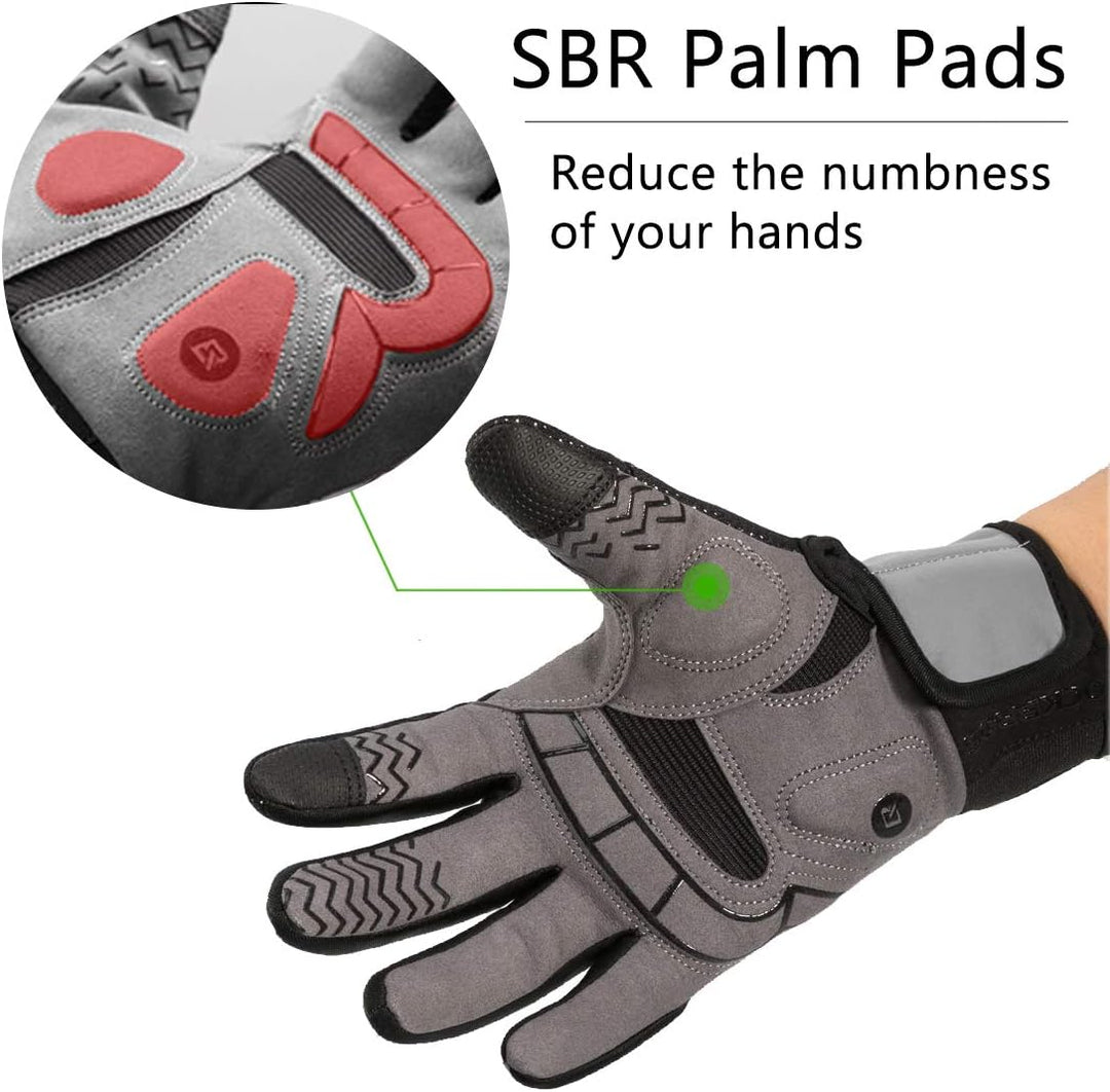 ROCKBROS Fahrradhandschuhe für Herren & Damen，Winterhandschuhe mit Polarfleece, Touchscreen & Reflek