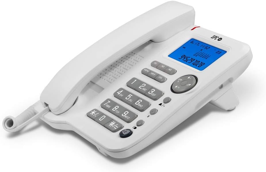 SPC Office ID – Tisch- oder Wandtelefon mit grossem batteriebetriebenen Display, 3 Direktspeichern,