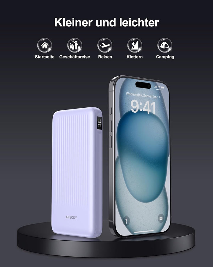 22.5W Power Bank 10000mAh 2 Stück, Akkupack Klein Aber Stark, LED Display kompatibel Externe handyak
