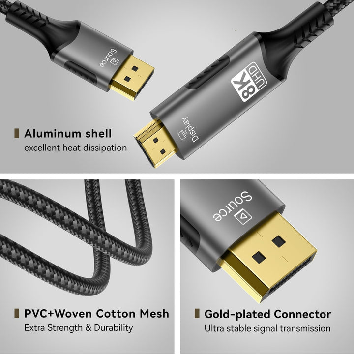 PremiumCord 8K Kabel DisplayPort 1.4 auf HDMI 2.1, Stecker auf Stecker, Auflösung 8K@60Hz,4K@144Hz,
