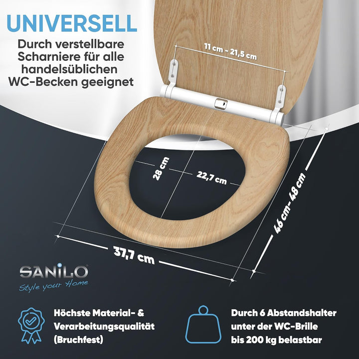 Sanilo WC Sitz mit Absenkautomatik, viele schöne Holz Toilettendeckel zur Auswahl, hochwertige und s