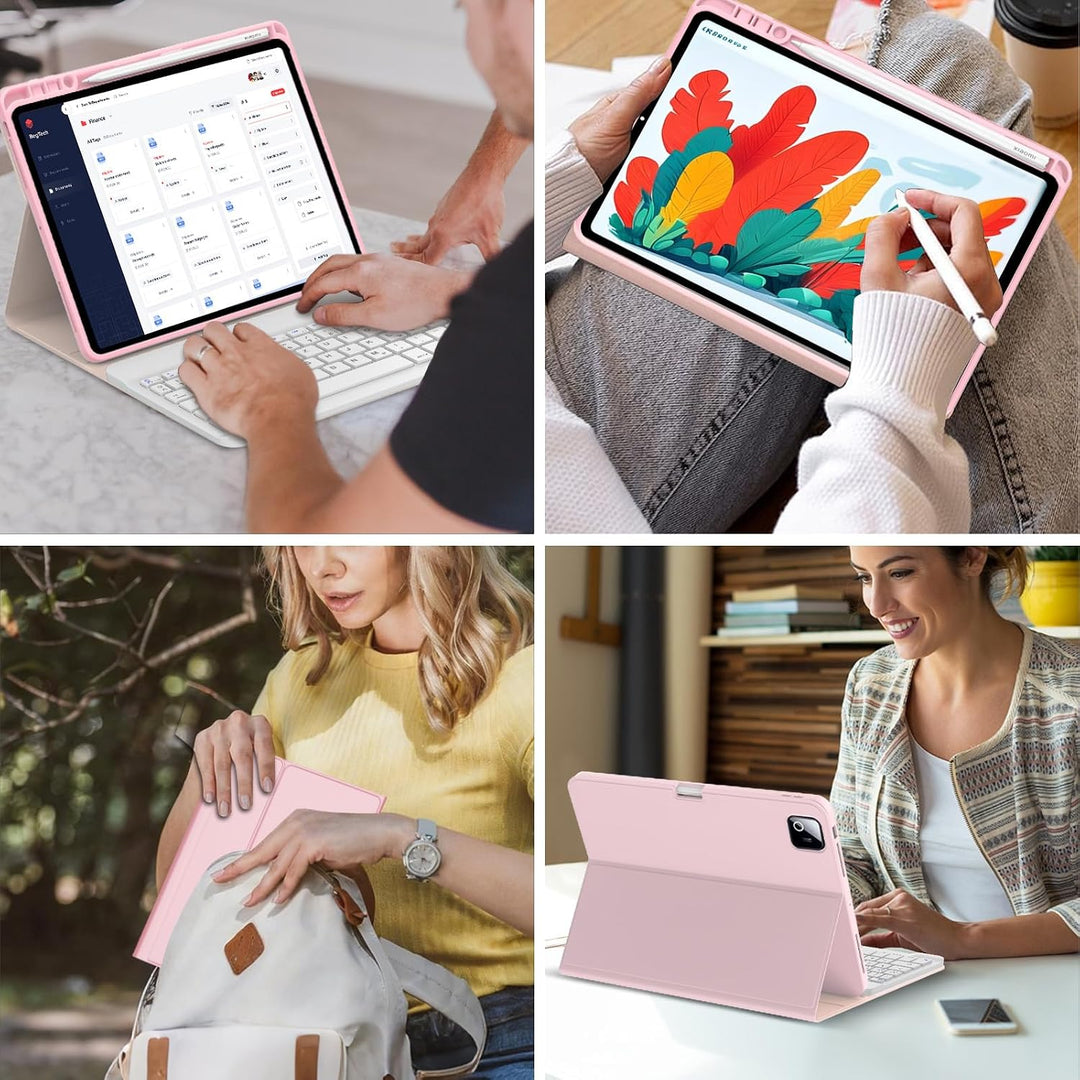 Hülle mit Tastatur für Xiaomi Pad 8/8 Pro/ 7/7 Pro (2026/2025) 11.2 Zoll Rosa Rosa, Rosa Rosa