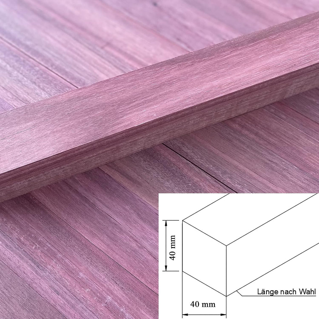 ECI Purple Heart Amaranth Kantel 40 x 500 mm Drechsel-Holz Ton Klang Violett Holz 40 x 40 x 500 mm,